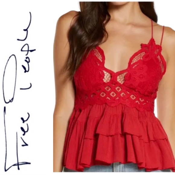 Free People Tops - Free People Adella Crochet Lace Tiered Ruffle Hem Cami by Intimately Small